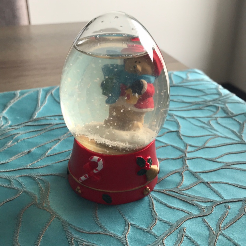 Vintage Christmas Bear Snow Globe